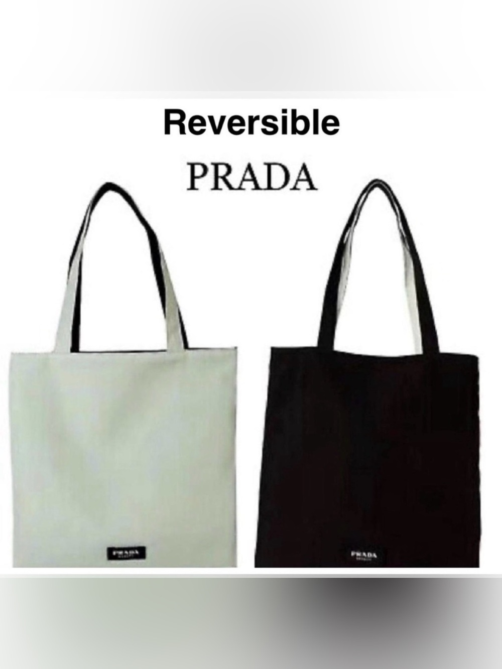 PRADA Beauty Reversible Black & Mint Green Tote with Matching Zip Pouch